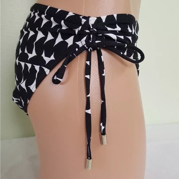 Calvin Klein Swimwear Geometric Black & White Side Tie Hipster Bikini Bottom XS - Picture 16 of 16